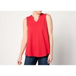 Denim & Co Size 3X Red Jersey Split Neck Swing Tank A648429 NWOT